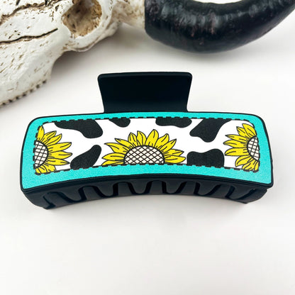Western Cowboy Vintage Leather Hair Claw Clip