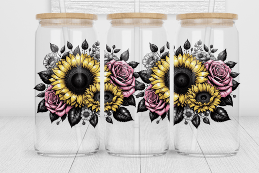 YELLOW SUNFLOWERS & PINK ROSES