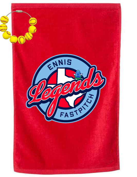 ENNIS TOWEL WITH SOFTBALL BEAD HOOK FOR BAG