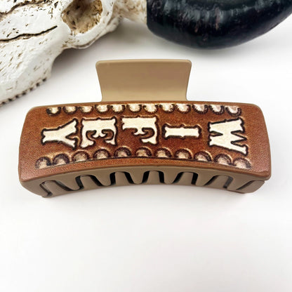 Western Cowboy Vintage Leather Hair Claw Clip