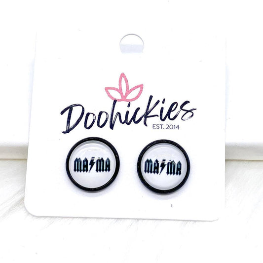 12mm Mama in Black Settings -Earrings