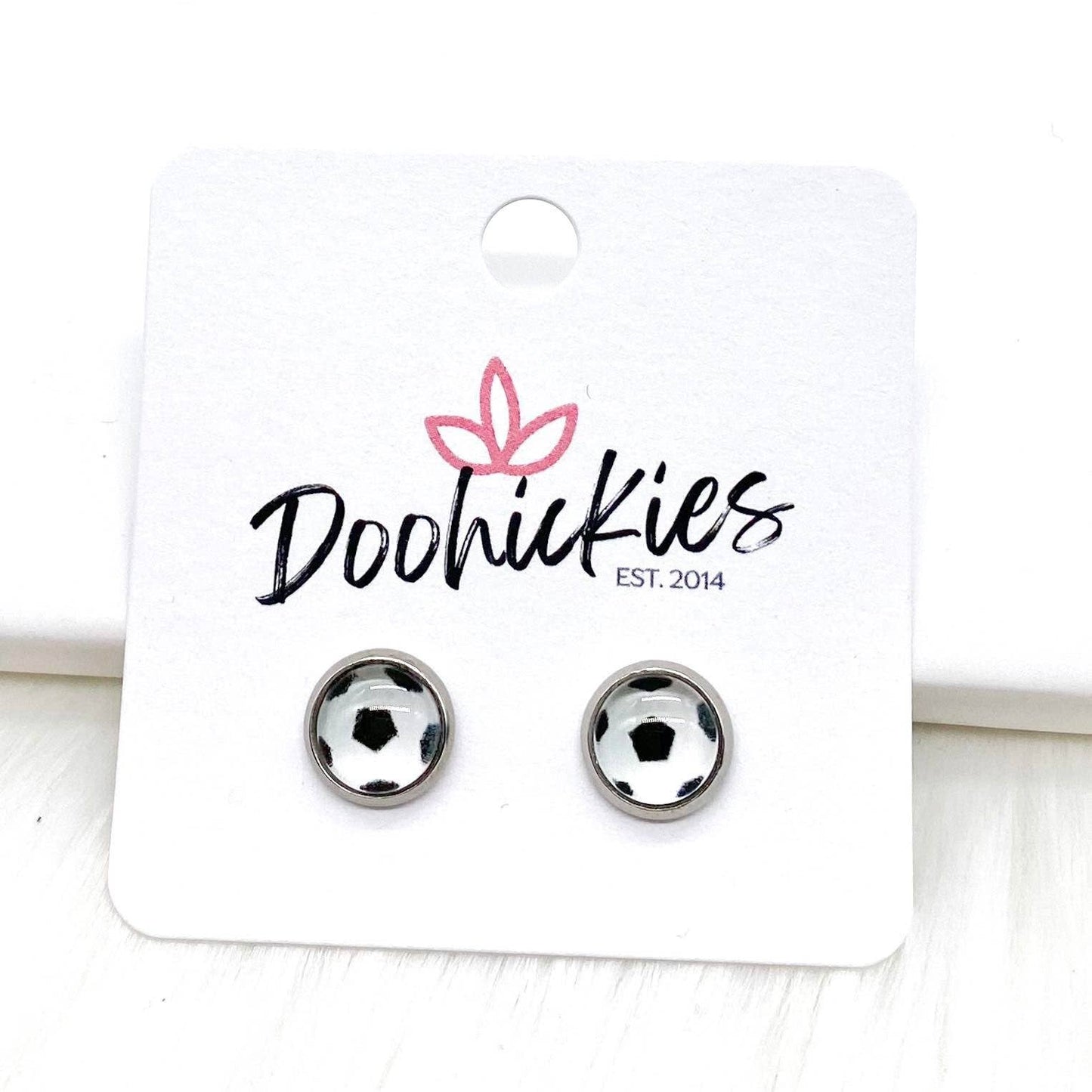 New Soccer Balls in Stainless Steel Settings -Sports Earring