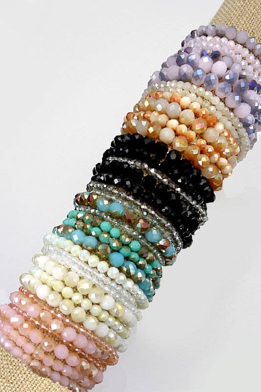 GLASS BEADED STRETCH BRACELET SET