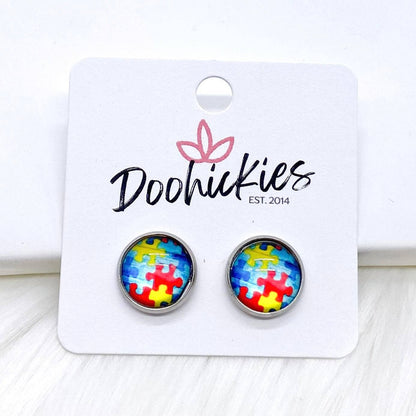 Autism Awareness Single Studs in Stainless Steel - Earrings