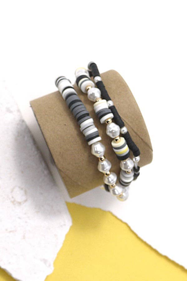 HEISHI MULTI ROW PEARL BEADED STRETCH BRACELET SET