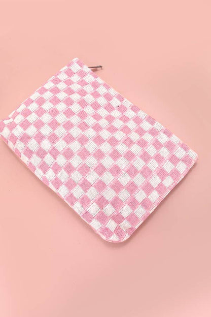 TRAVEL CHECKER MAKEUP COSMETIC POUCH BAG