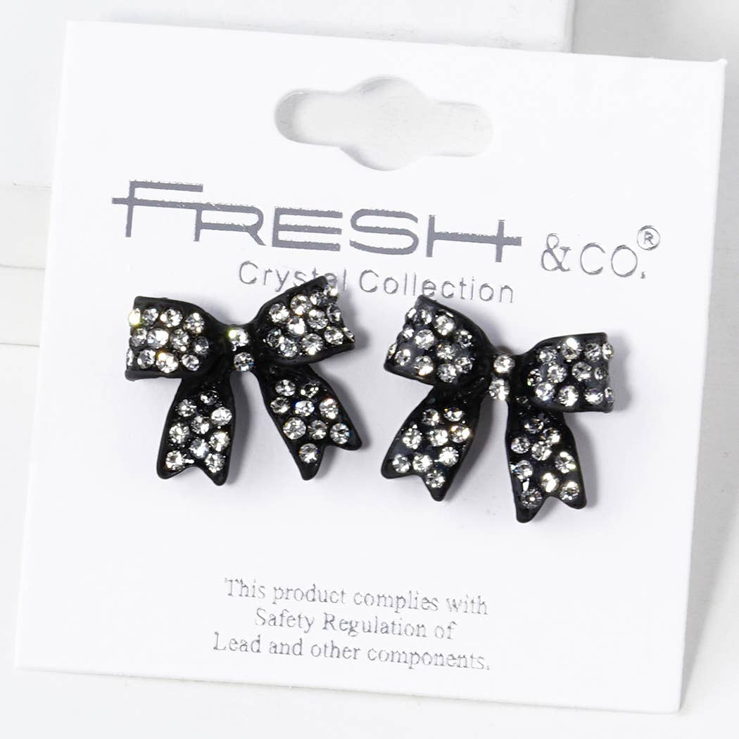 Rhinestone Bow Shape Post Earrings