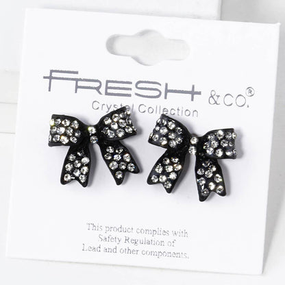 Rhinestone Bow Shape Post Earrings