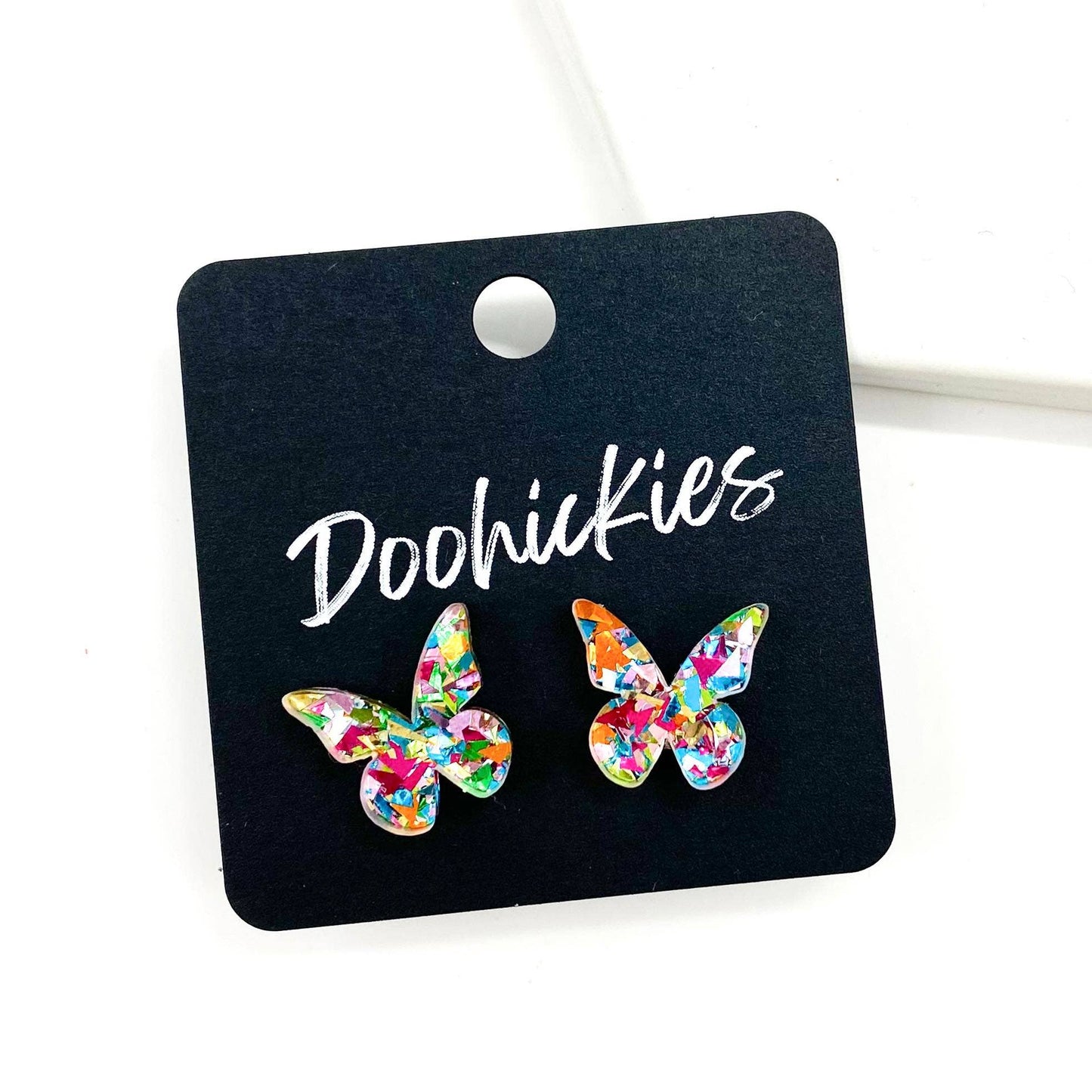 14mm Confetti Butterfly Studs- Summer Earrings