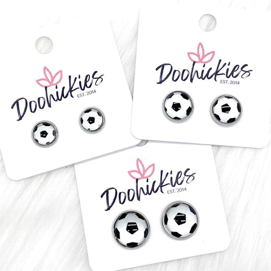New Soccer Balls in Stainless Steel Settings -Sports Earring