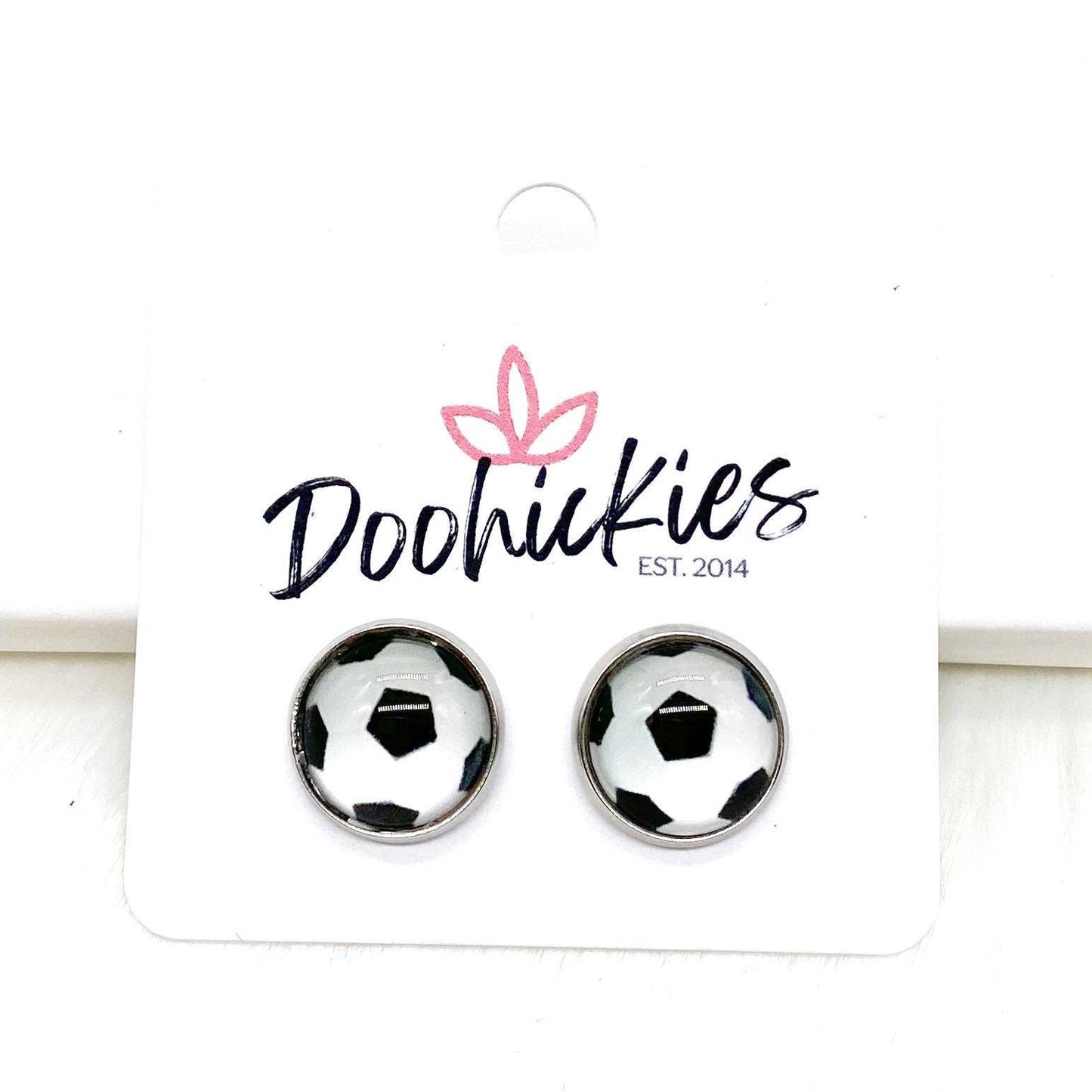 New Soccer Balls in Stainless Steel Settings -Sports Earring