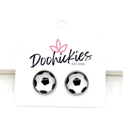 New Soccer Balls in Stainless Steel Settings -Sports Earring