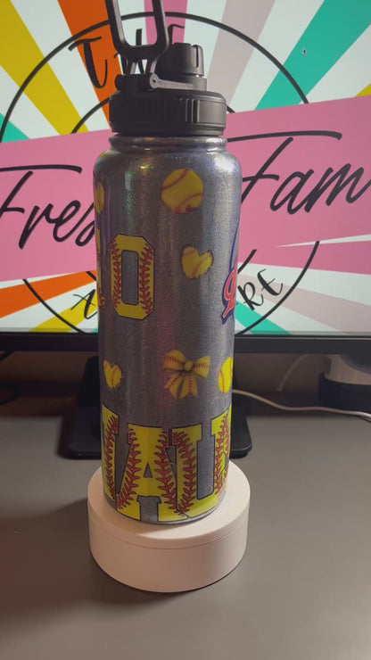 40 OZ WATER BOTTLE, COMES WITH 2 LIDS!