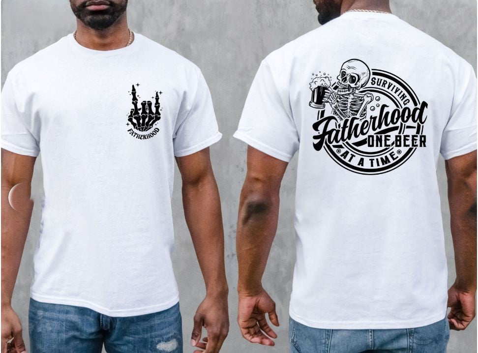 SURVIVING FATHERHOOD ONE BEEER AT A TIME FRONT & BACK DESIGN